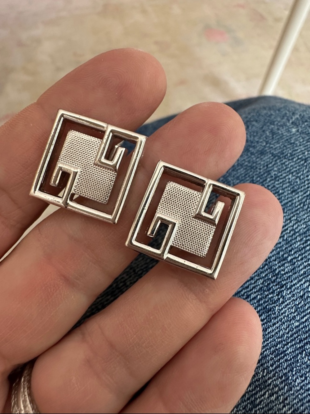 Men's Speidel Silver Square Geometric Cufflinks
